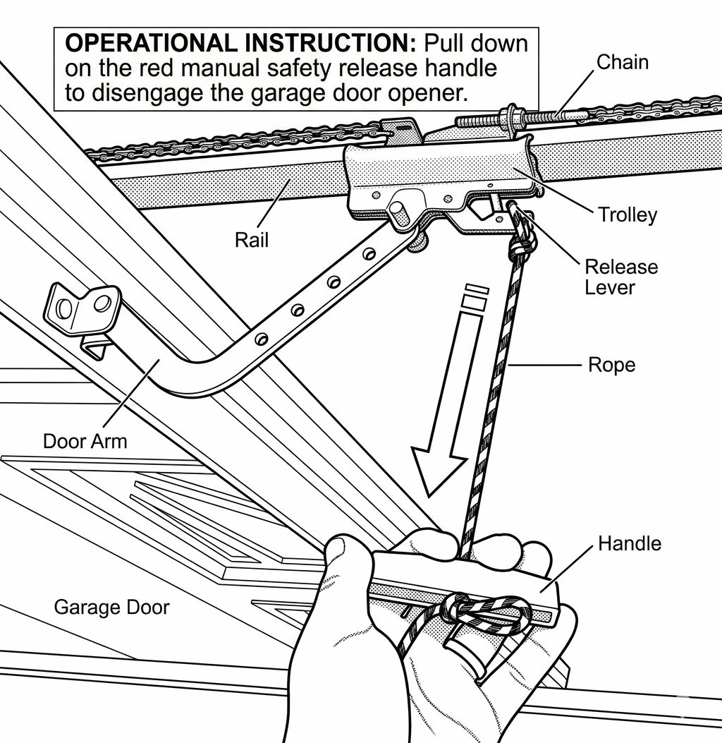 open garage door manually diagram